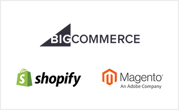 BigCommerce, Magento and Shopify logos